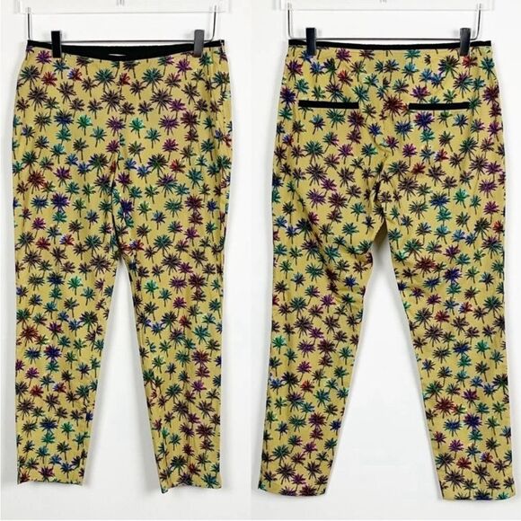 Dorothea Schumacher Women's Size 2 Yellow Capri Psychedelic Palm Trees Pant - Picture 7 of 7